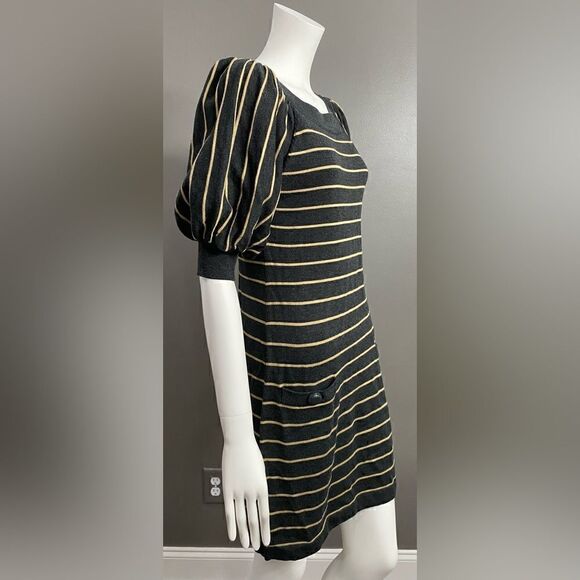 Coldwater Creek Women's Gray Striped Short Sleeve Knit Dress Size XS (4-6) - Picture 3 of 11